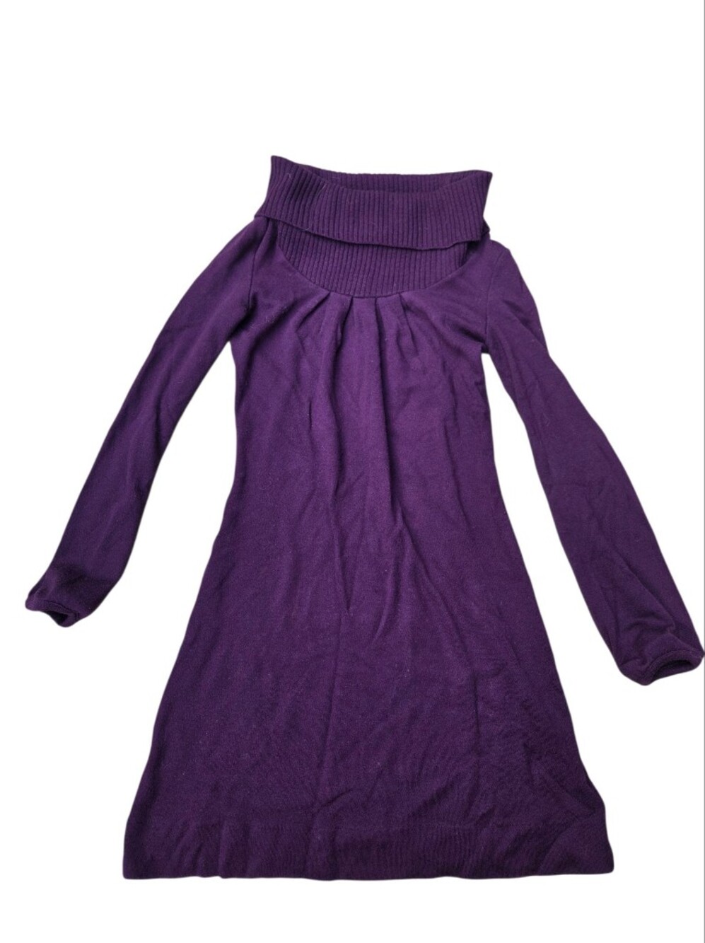 Banana Republic Plum Cowl Neck Sweater Dress Wool Blend XS